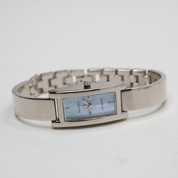 Lise Watier Neiges Delicate Silver Tone Rectangular Watch Dress Swiss Movt - Picture 3 of 10